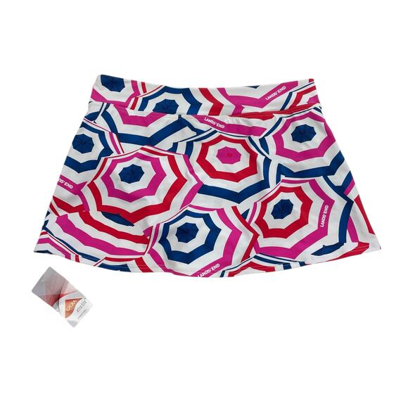 NWT Lands' End Umbrella Print Swim Skirt Pink Red Navy Womens 4 - Picture 6 of 7